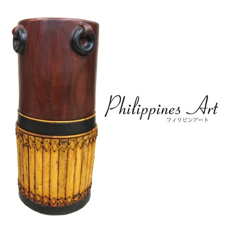 【SALE】フィリピンアート［レッドウッドベース］＜花瓶＞【同梱不可】