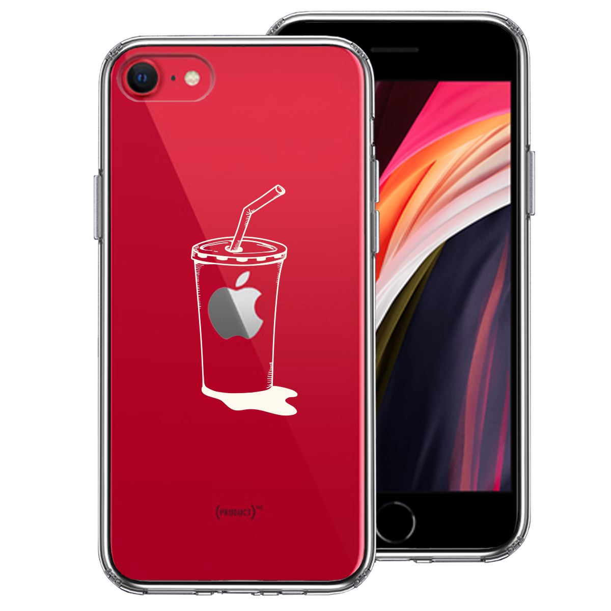iPhoneSE(第3 第2世代) 側面ソフト 背面ハード ハイブリッド クリア ケース アップルジュース ホワイト