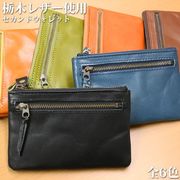 日本製本革 栃木レザー[ジーンズ]小さいサイズで持ち歩きやすい セカンドウォレット スリム財布 L-20584