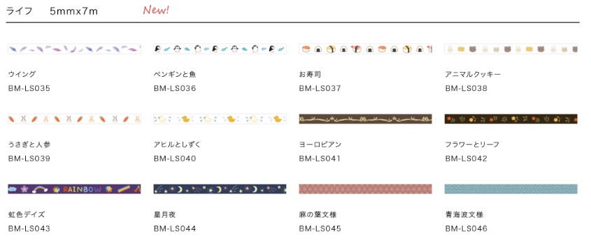 BGMマスキングテープLife 5mm １２柄 【2020_5_20発売】