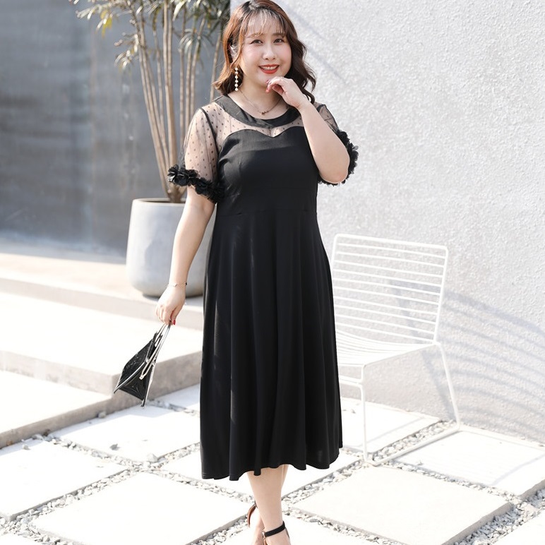 5l 9l 大きいサイズ ぽっちゃりさん デコルテセクシー 異素材切替 ワンピース アパレル 嘉六国際 株式会社 問屋 仕入れ 卸 卸売の専門 仕入れならnetsea