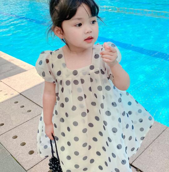 ワンピース パフスリーブ キッズ 子ども 女の子 夏 かわいい 水玉 トレンド おしゃれ アパレル グリーンツリー 株式会社 問屋 仕入れ 卸 卸売の専門 仕入れならnetsea