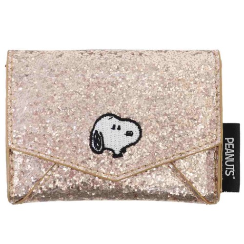 【カードケース】スヌーピー ミラー付きレターポーチ SNOOPY グリッターゴールド