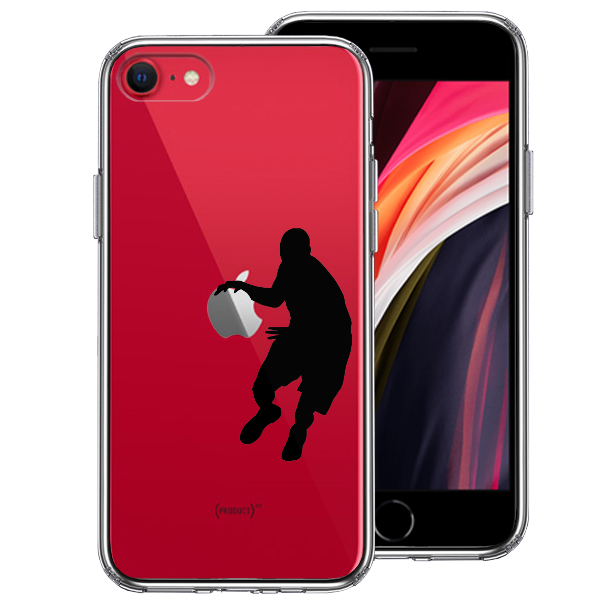 iPhoneSE(第3 第2世代) 側面ソフト 背面ハード ハイブリッド クリア ケース バスケットボール ドリブル