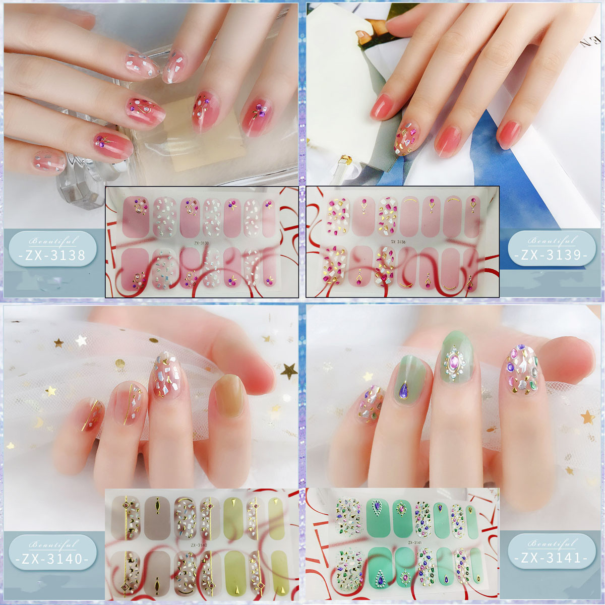 貼るだけマニキュア 3dデザイン キラキラ ネイルアートシール 美容 健康 株式会社 シャローム 問屋 仕入れ 卸 卸売の専門 仕入れならnetsea