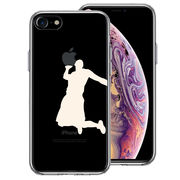 iPhone7 側面ソフト 背面ハード ハイブリッド クリア ケース バスケットボール ダンクシュート２ 白
