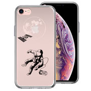 iPhone7 側面ソフト 背面ハード ハイブリッド クリア ケース 宇宙飛行士 地球
