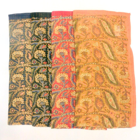 【日本製】【ウール】【スカーフ】ウール100％ラメ入り葉柄日本製スカーフ