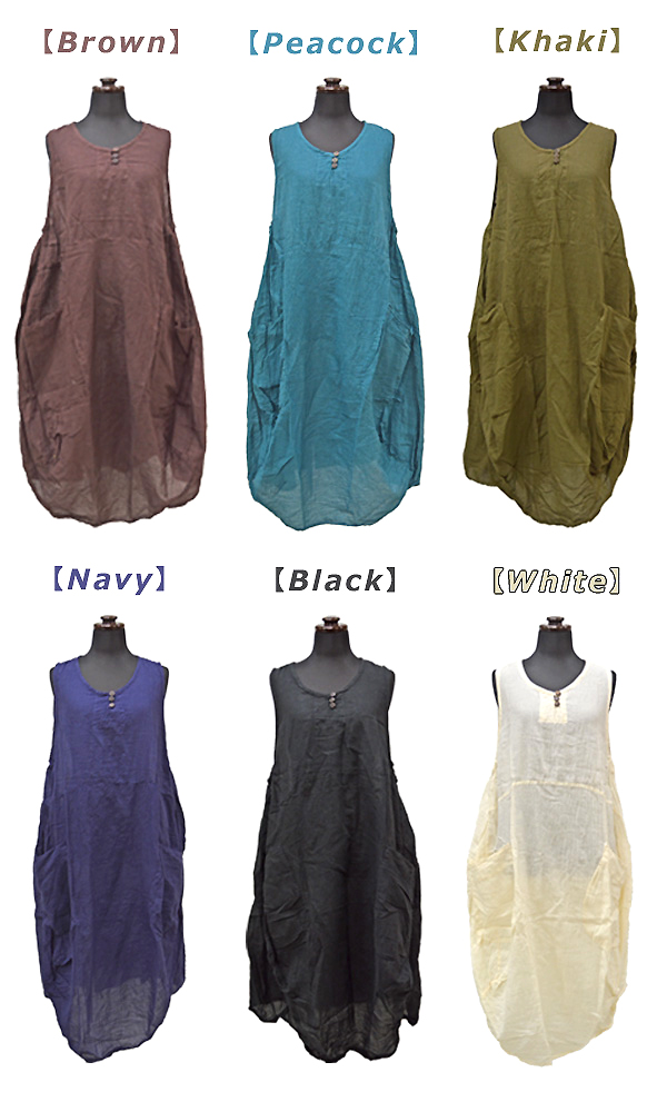 コットンノースリーブ 無地ワンピース ノースリーブワンピース タイ アジアン エスニック コットン アパレル バリブラン 株式会社 問屋 仕入れ 卸 卸売の専門 仕入れならnetsea