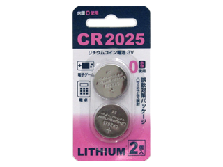 リチウム・コイン電池CR2025 2個入