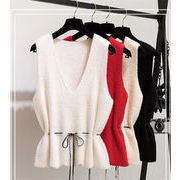 おしゃれマスターの着こなし 韓国ファッション ベスト 2点セット ワンピース ミンク 百掛け 個性 セーター