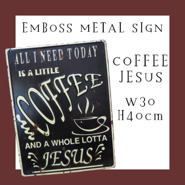 エンボスメタルサイン COFFEE JESUS