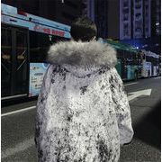 着まわし抜群 気質 綿の服 コート 毛皮の襟 ジッパー フード付き 厚手 トレンド オシャレ 個性 迷彩柄