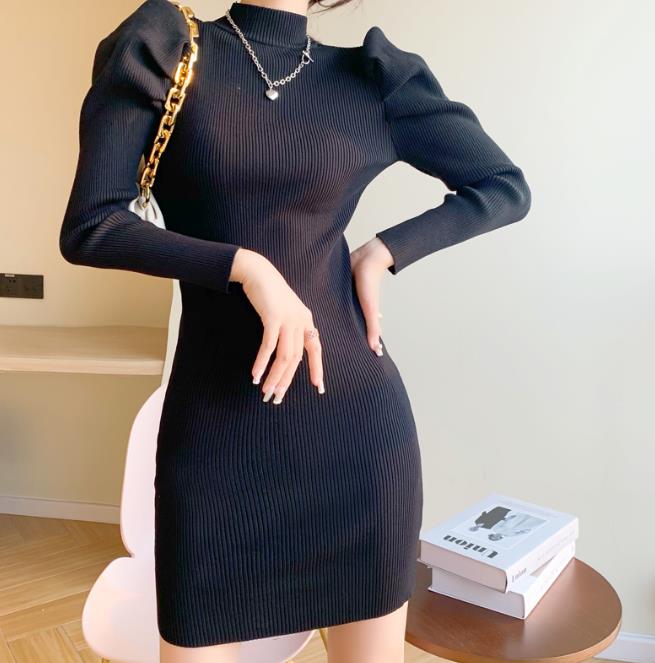 御姉風泡袖高襟ニットワンピース秋冬内に身を修め尻を包むガードル アパレル 株式会社 シャミル 問屋 仕入れ 卸 卸売の専門 仕入れならnetsea