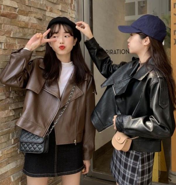 閨蜜装ins風皮衣外套女秋冬復古港味短款pu皮ジャンパーゆったりしてかっこいい機関車服 アパレル 株式会社 シャミル 問屋 仕入れ 卸 卸売の専門 仕入れならnetsea