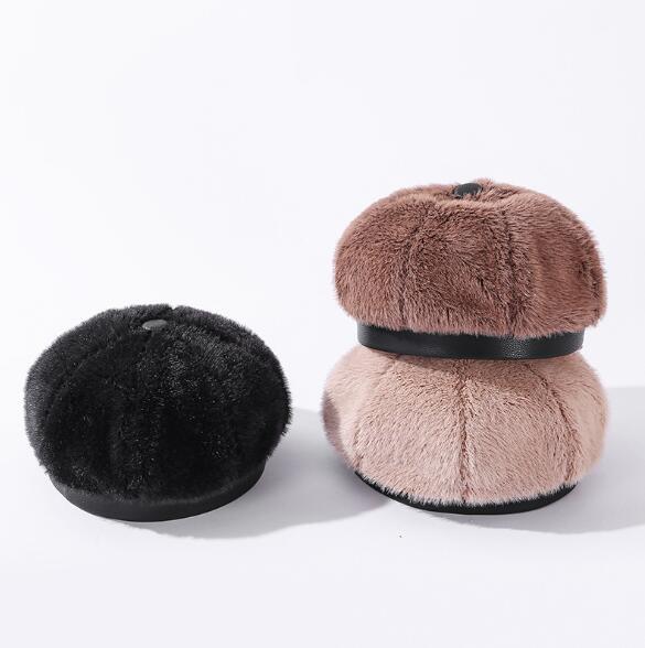 帽子　冬　ベレー帽　ファー　厚手　防寒　ファー　デザイン　韓国風　レディースファッション
