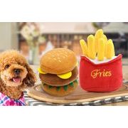 発声動物玩具　ハンバーガー  フライドポテト 　ペットグッズ　ペット 　犬　ペット用おもちゃ