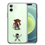 iPhone12 側面ソフト 背面ハード ハイブリッド クリア ケース 海賊 帆船 スカル