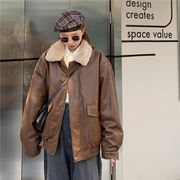 韓国ファッション レトロ INS ぬいぐるみ 革のジャケット百掛け ジャケットフライドストリートコート