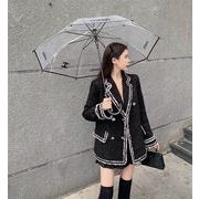 外出活動もおしゃれに 韓国ファッション 気質 コート コントラストカラー エレガント ニット