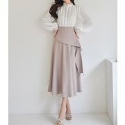 独特なシルエットに魅了される 韓国スタイル ワイシャツ 上着 スカート 2点セット レディース