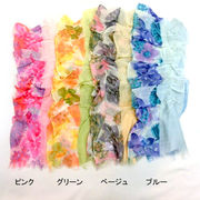 【ストール】【マフラー】花柄＆無地切替グラデーションシャーリングストール