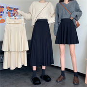 韓国ファッション  2020  秋 冬 新品 プリーツスカート ニット スカート ハイウエスト スリム カジュアル