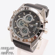 アナデジ デジアナ HPFS9608-BKBK アナログ&デジタル クロノグラフ ダイバーズウォッチ風メンズ腕時計
