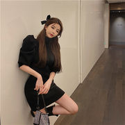 楽ちんなのにドキッとさせる 韓国ファッション タイトスカート タートルネック パフスリーブ