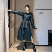 韓国ファッションスリムファッション百掛け ゆったりする ベルト ウエスト ウィンドブレーカーコート