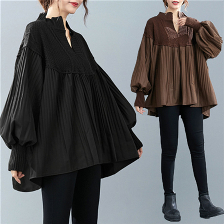 春も使える限定SALE 韓国ファッション ゆったりする スリム 大きいサイズ ニット 縫付 シャツ