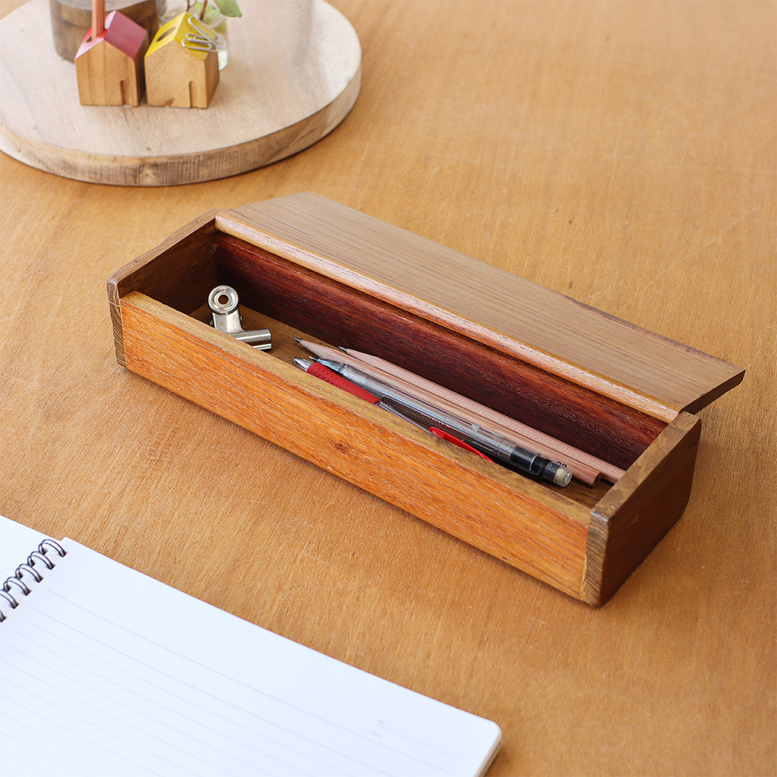 長方形ウッドボックス[木製 天然木 小物入れ アジアン エスニック タイ]