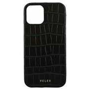 VELES iPhone12/12Pro対応 PUレザーシェルケース(クロコダイル)ブラック VLS-62BK