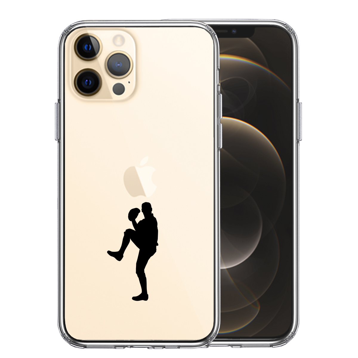 iPhone12 Pro 側面ソフト 背面ハード ハイブリッド クリア ケース 野球 ピッチャー
