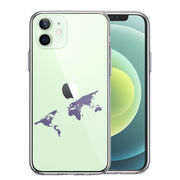 iPhone12 側面ソフト 背面ハード ハイブリッド クリア ケース 世界地図