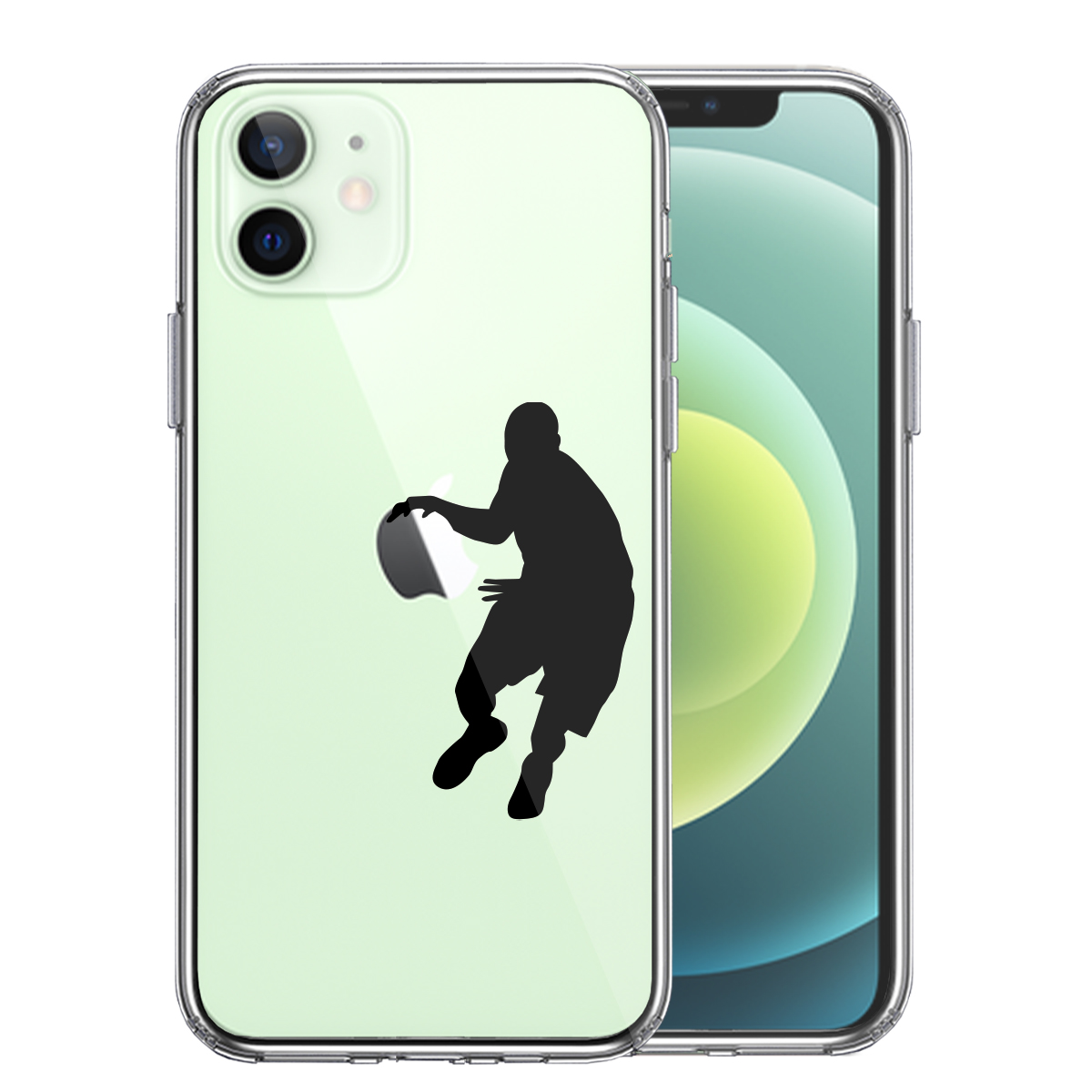 iPhone12 側面ソフト 背面ハード ハイブリッド クリア ケース バスケットボール ドリブル