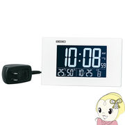 目覚まし時計 置き時計 電波時計 デジタル アラーム LED カレンダー 温度計 湿度計　セイコー　DL215W