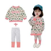 人気商品 女の子 豹柄 パーカー ズボン 2点セット 新作 子供服 3-8歳 韓国子供服 キッズ服