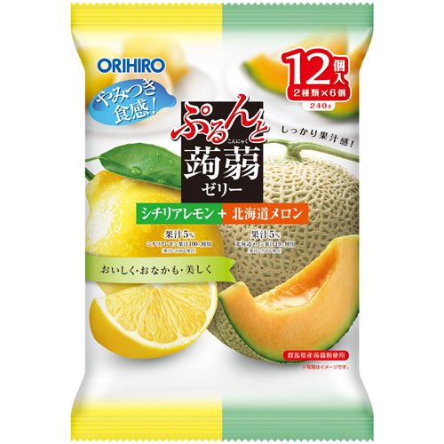 ぷるんと蒟蒻ゼリーパウチ シチリアレモン+北海道メロン