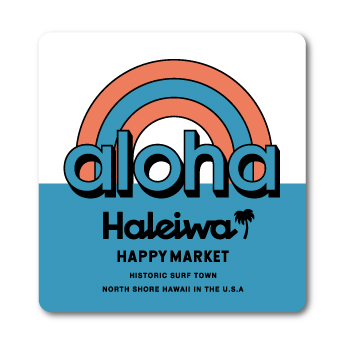ハレイワハッピーマーケット ステッカー aloha レトロ ブルー HHM052 おしゃれ ハワイ