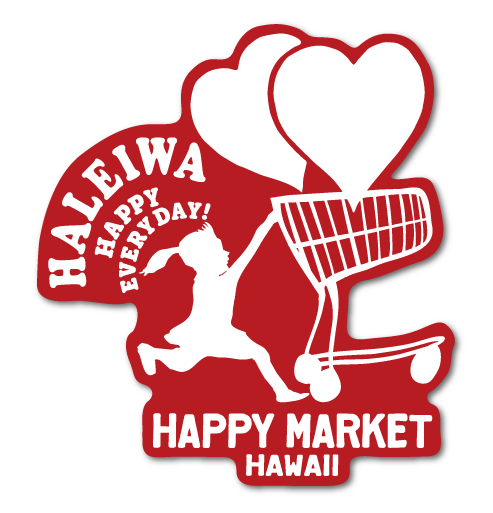 ハレイワハッピーマーケット ステッカー ロゴ レッド Lサイズ HHM103 おしゃれ ハワイ