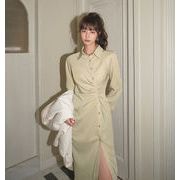 大人のキレイをお約束 新作 ワンピース シャツ ロングスカート 韓国ファッション レディース