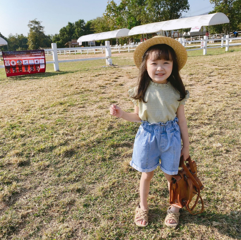 子供服 夏 女の子 夏服 韓国スタイル チェック柄 ノースリーブ シャツ 上着 キッズ 3 8歳 アパレル 香山 株式会社 問屋 仕入れ 卸 卸売の専門 仕入れならnetsea