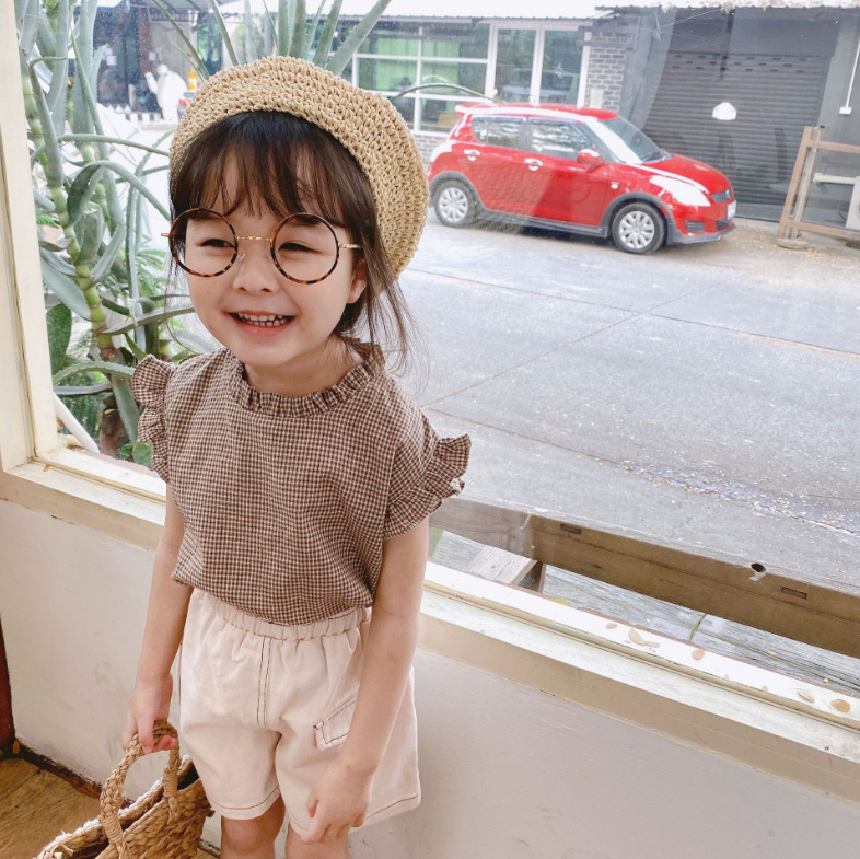 子供服 夏 女の子 夏服 韓国スタイル チェック柄 ノースリーブ シャツ 上着 キッズ 3 8歳 アパレル 香山 株式会社 問屋 仕入れ 卸 卸売の専門 仕入れならnetsea