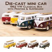 【5" 1962 VW Classical Bus with Printing & Surfboard(M)】ダイキャストミニカー12台セット★