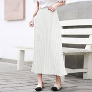 新作 無地 ロングタイプ ビックサイズ プリーツスカート ハイウエスト レディース 韓国ファッション