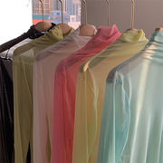 タイムセール限定価格 韓国ファッションタートルネックレーヨン パースペクティブ プリーツ ボトムシャツ