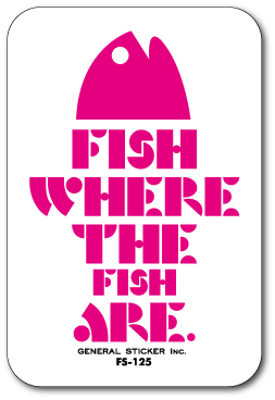 釣りステッカー カシラアイコン 魚のいるところで釣りをせよ ピンク FS125 フィッシング グッズ