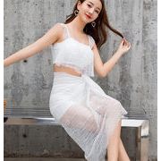1枚で大人の可愛いさを叶える 韓国ファッション 温泉 水着 スプリットビキニ 3点セットセクシー スリム