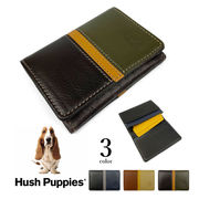 全3色　Hush Puppies ハッシュパピー リアルレザー トリコロールカラー 名刺入れ
